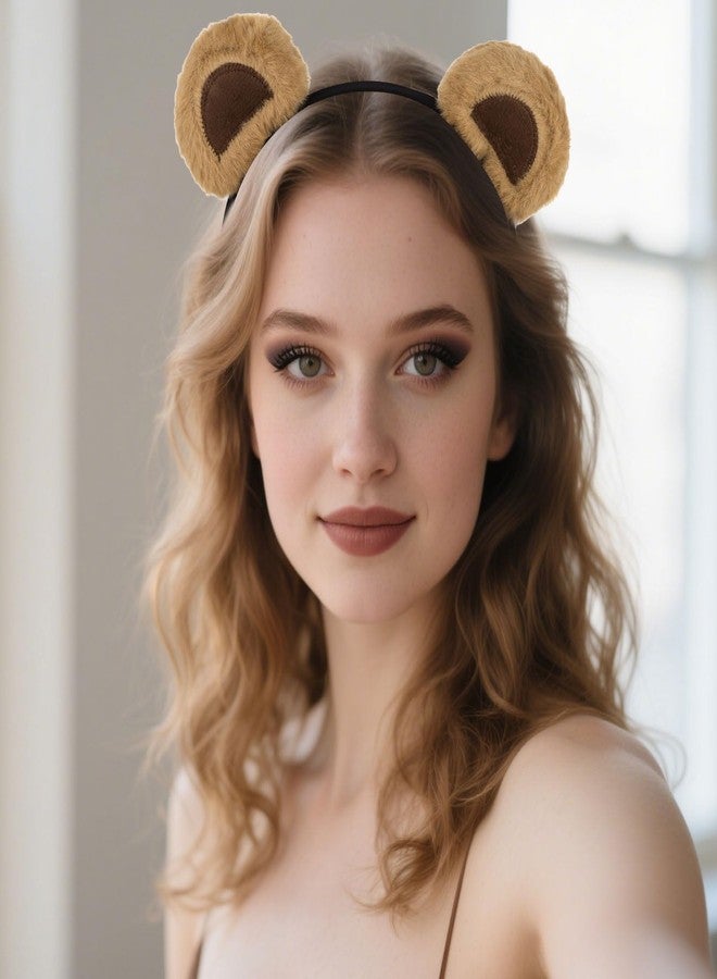 Amariver Bear Ears Headband for Women Cute Bear Hairband Ear Bear Animal Cosplay Plush Bear Headband Halloween Costume Headwear - Image 4
